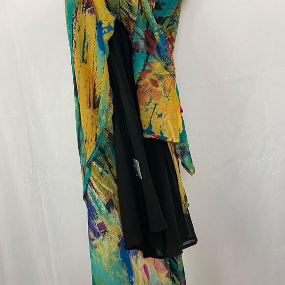 Anne Giorgio Colorful Abstract Midi Dress Women's V-Neck Sleeveless L48" x P2P9" - Picture 6 of 11